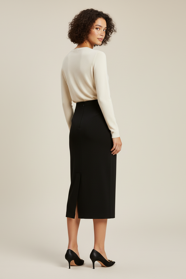 Jupe Noire Mi-Longue