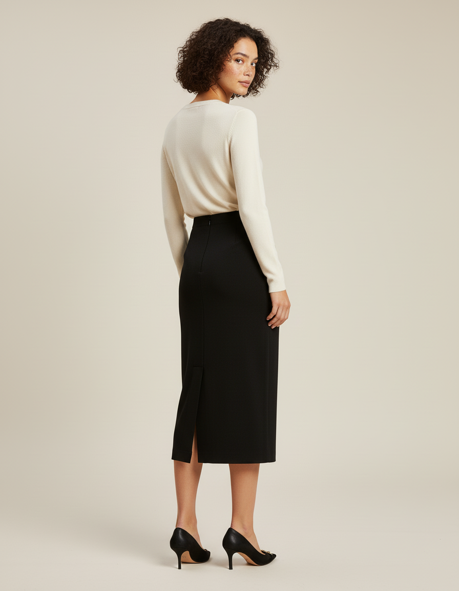 Jupe Noire Mi-Longue
