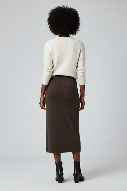 Jupe Longue Marron Tricotée Élégante