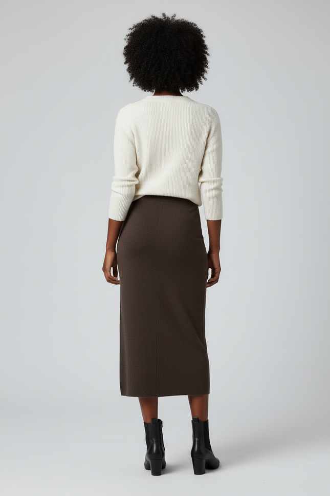Jupe Longue Marron Tricotée Élégante