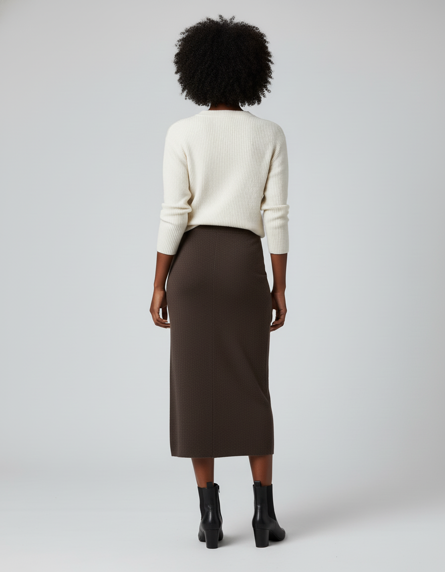 Jupe Longue Marron Tricotée Élégante