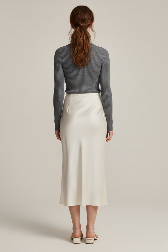 Jupe Longue Satin Creme