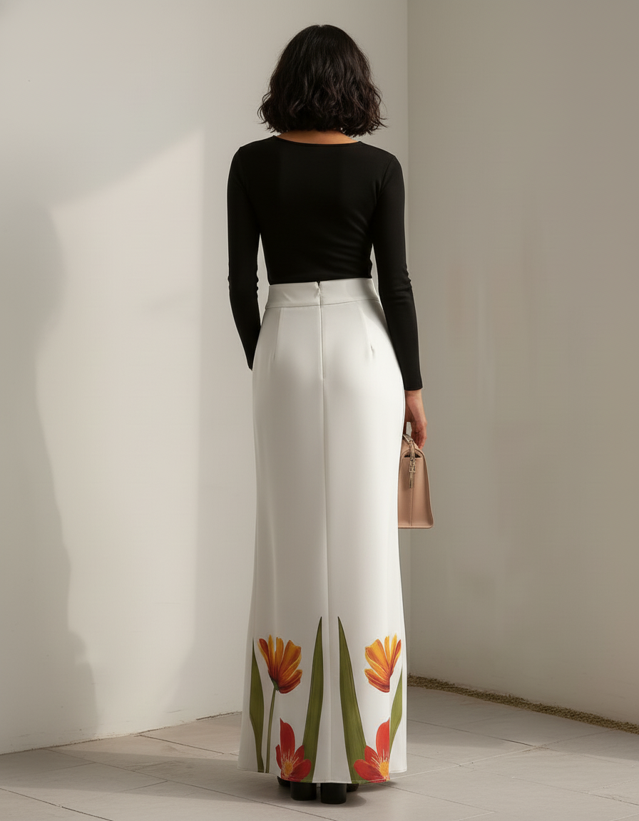 Jupe Longue Blanche Fendue