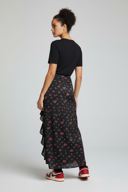 Jupe Longue Florale Fendue Fluide