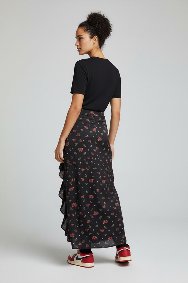 Jupe Longue Florale Fendue Fluide