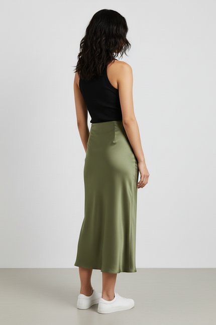 Jupe Longue Verte Satinée Chic