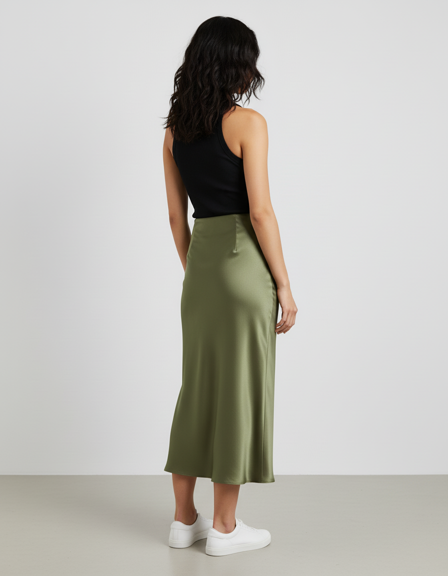 Jupe Longue Verte Satinée Chic