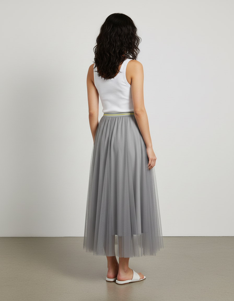 Jupe Longue Plissée Grise