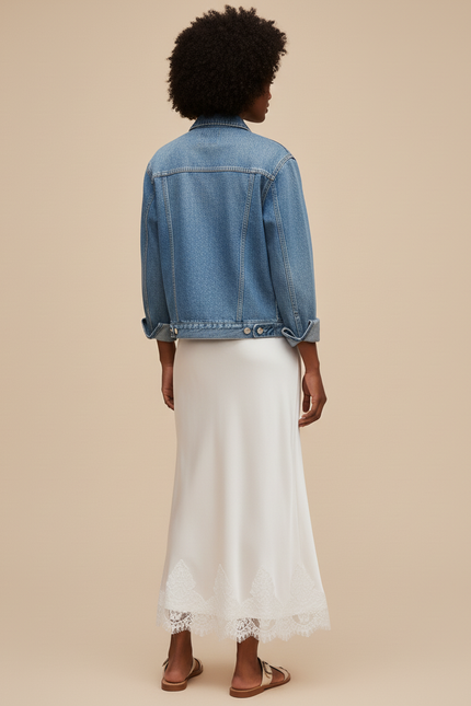 Jupe Longue Satinée Dentelle Élégante