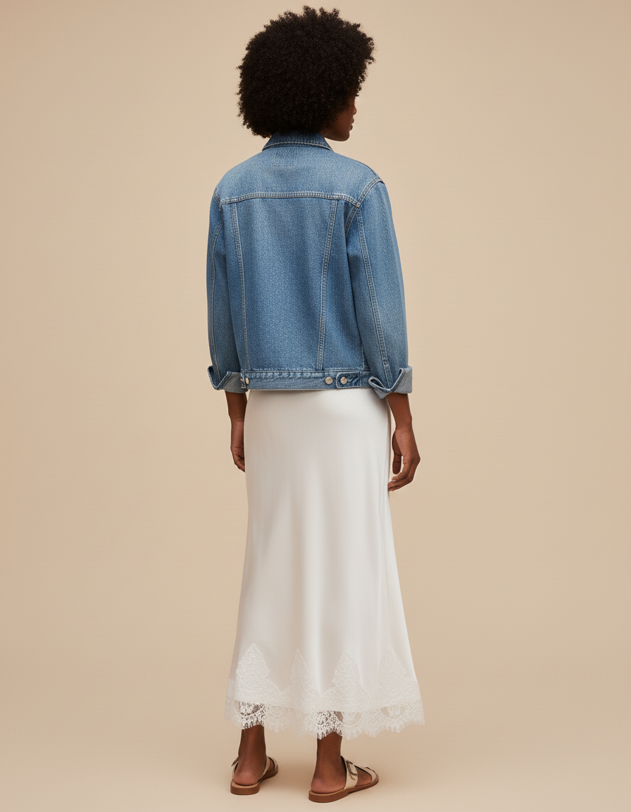 Jupe Longue Satinée Dentelle Élégante