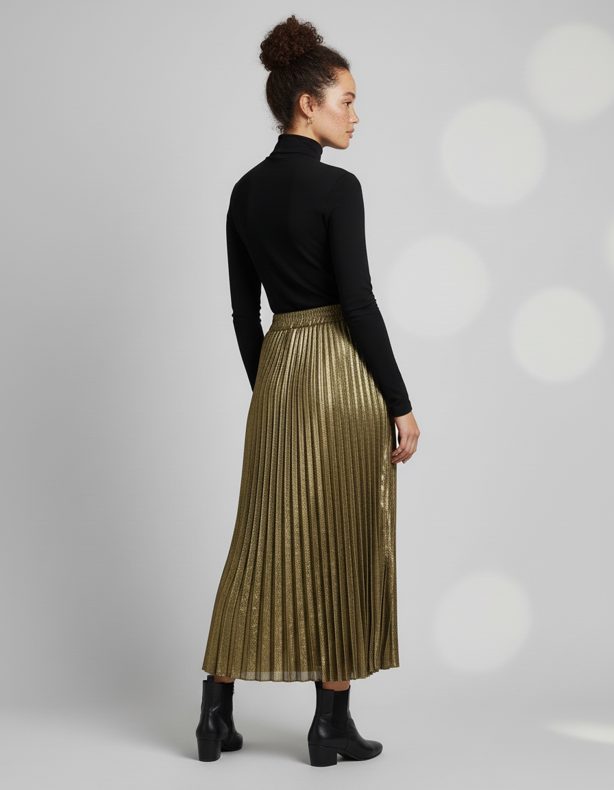 Jupe Longue Paillette Dorée