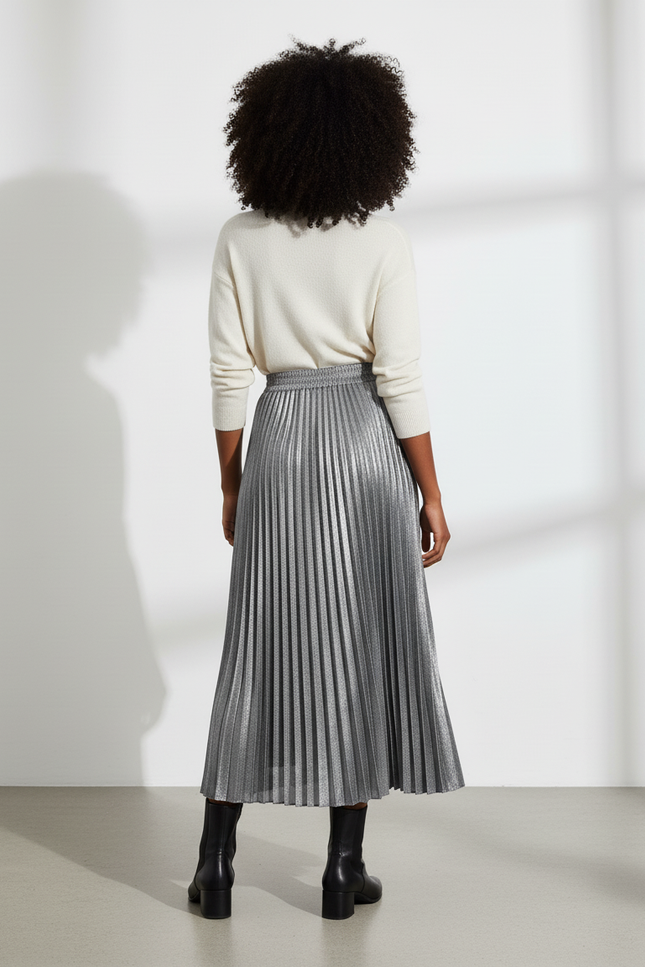 Jupe Plissee Longue Taille Elastique