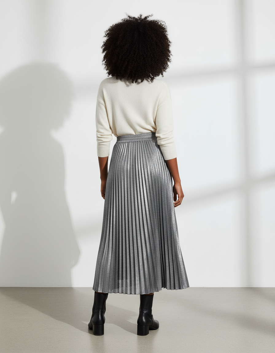 Jupe Plissee Longue Taille Elastique