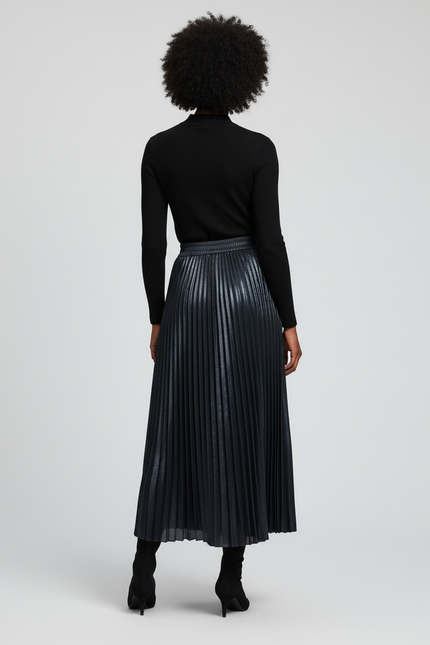 Jupe Longue Plissée Métallisée Élégante