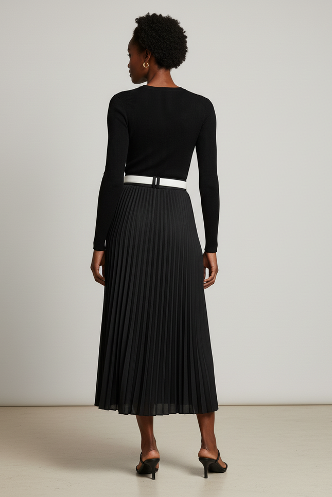 Jupe Longue Plissée Boutonnée