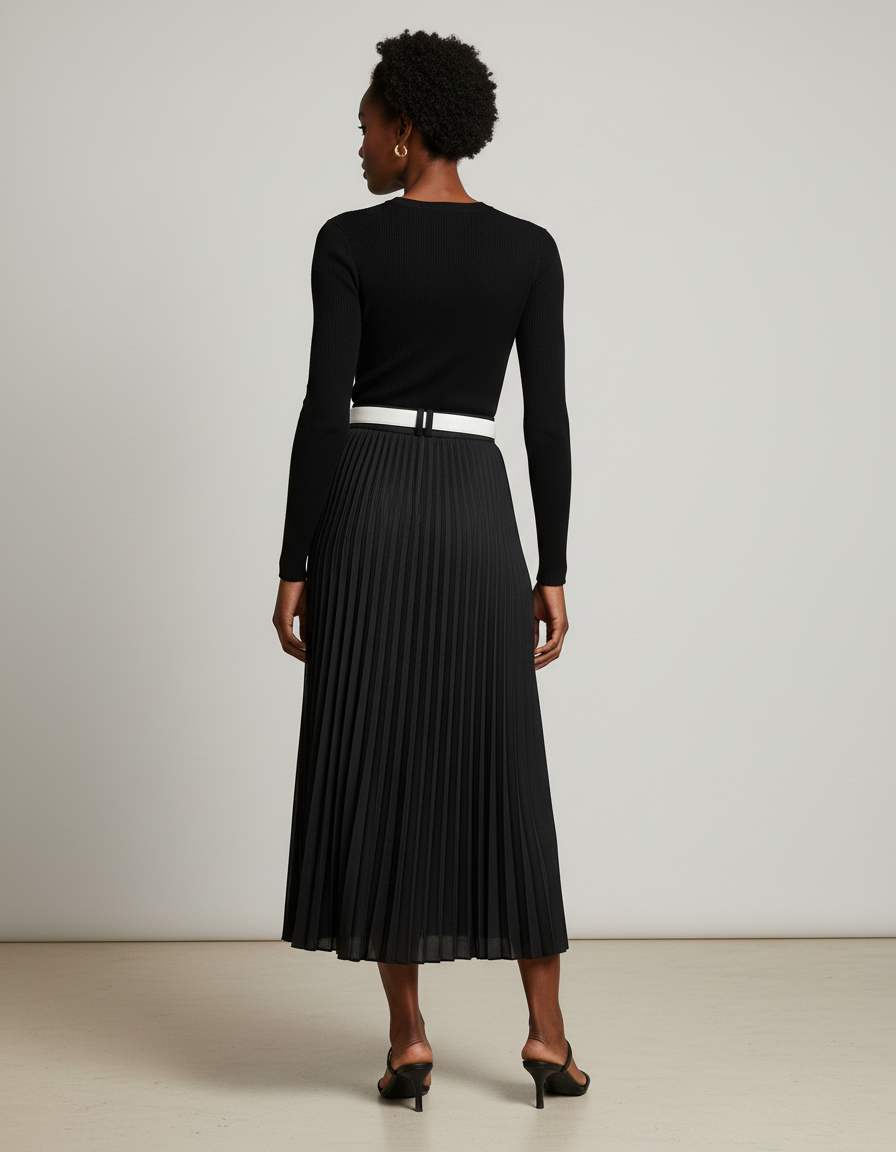 Jupe Longue Plissée Boutonnée