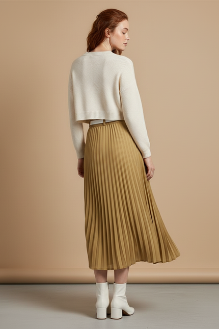 Jupe Longue Plissée Camel