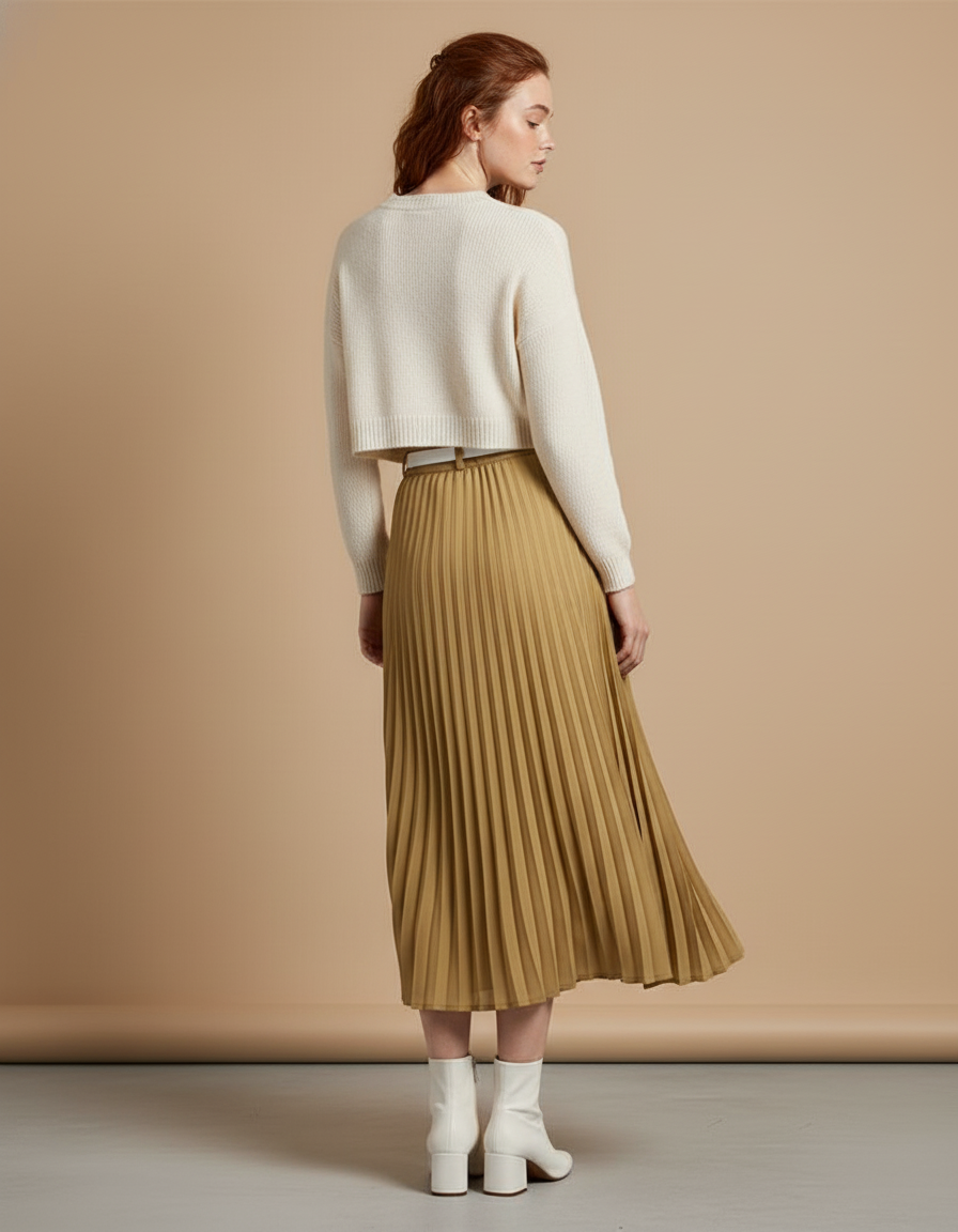 Jupe Longue Plissée Camel