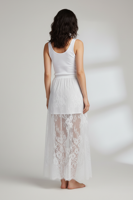 Jupe Longue Dentelle Transparente Fluide