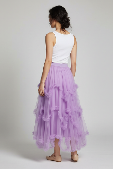 Jupe Longue Violette Tulle Volants