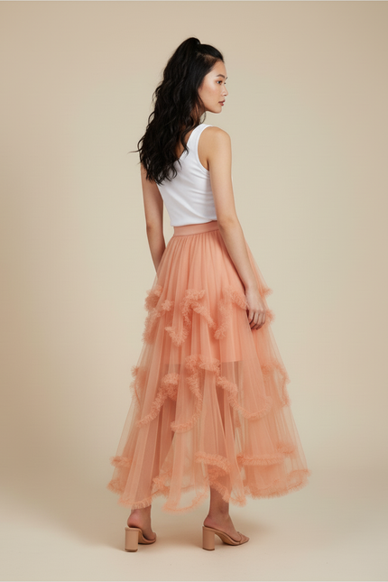 Jupe Longue Orange Femme