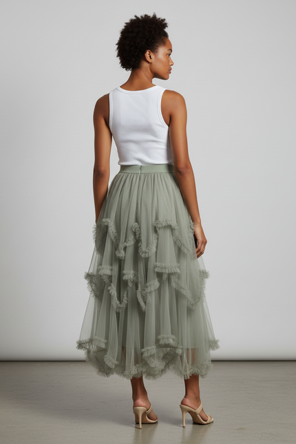 Jupe Longue Vert Sauge Mariage