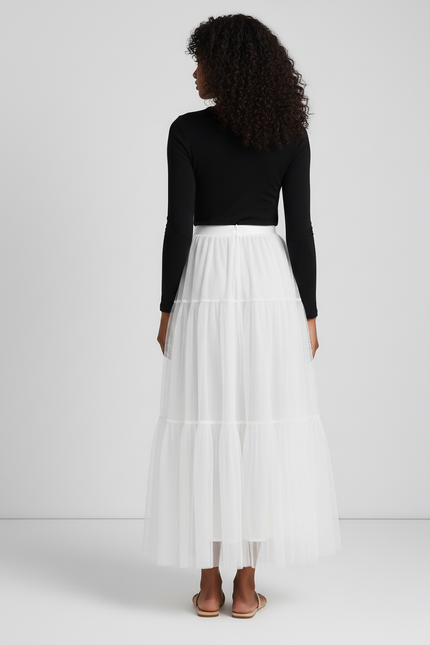 Jupe Longue Blanche Tulle Fluide