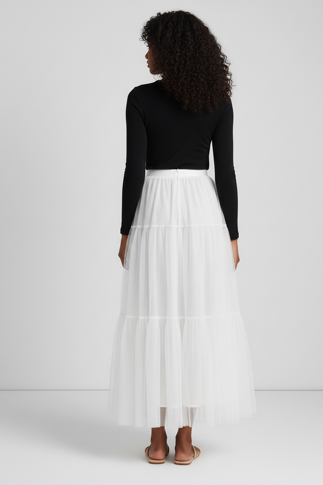 Jupe Longue Blanche Tulle Fluide