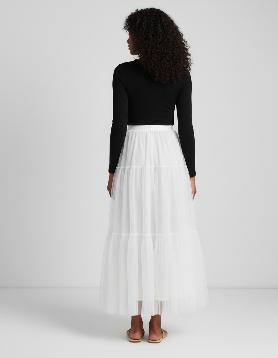 Jupe Longue Blanche Tulle Fluide