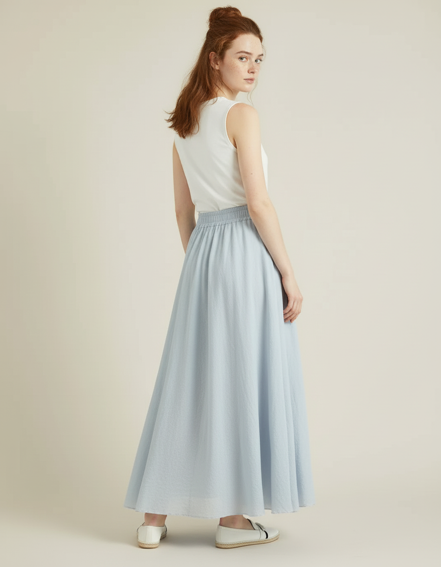 Jupe Longue Coton Froissé