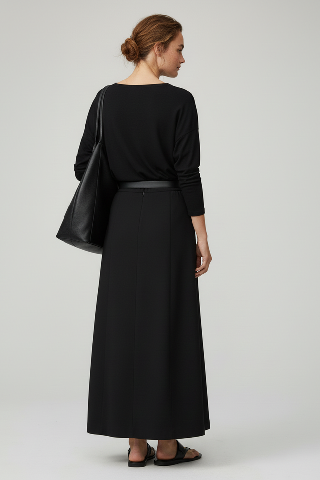 Jupe Longue Noire Droite Élégante