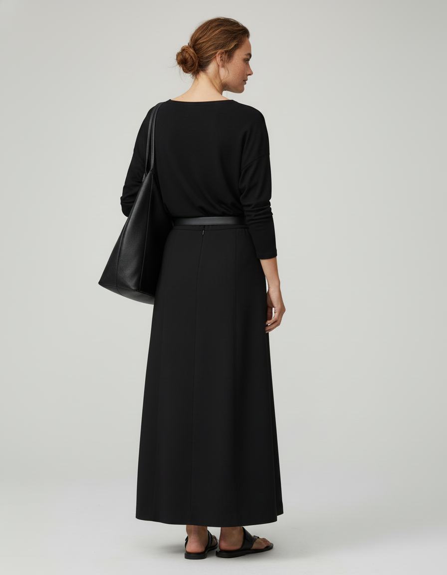 Jupe Longue Noire Droite Élégante