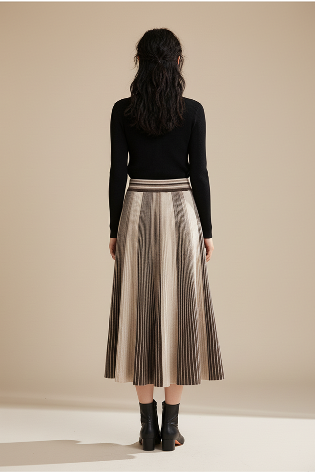 Jupe Longue Plissée Tricotée Chic
