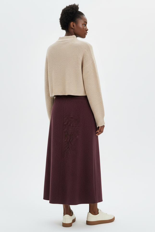 Jupe Longue Bordeaux Laine Chic