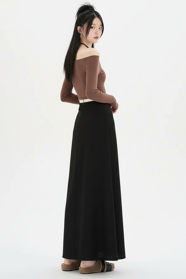 Jupe Longue A-Line Texturée Chic