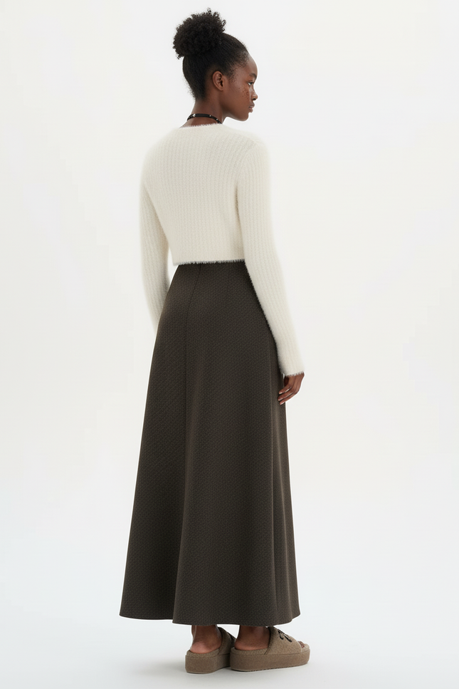 Jupe Longue Vert Foncé Évasée Décontractée