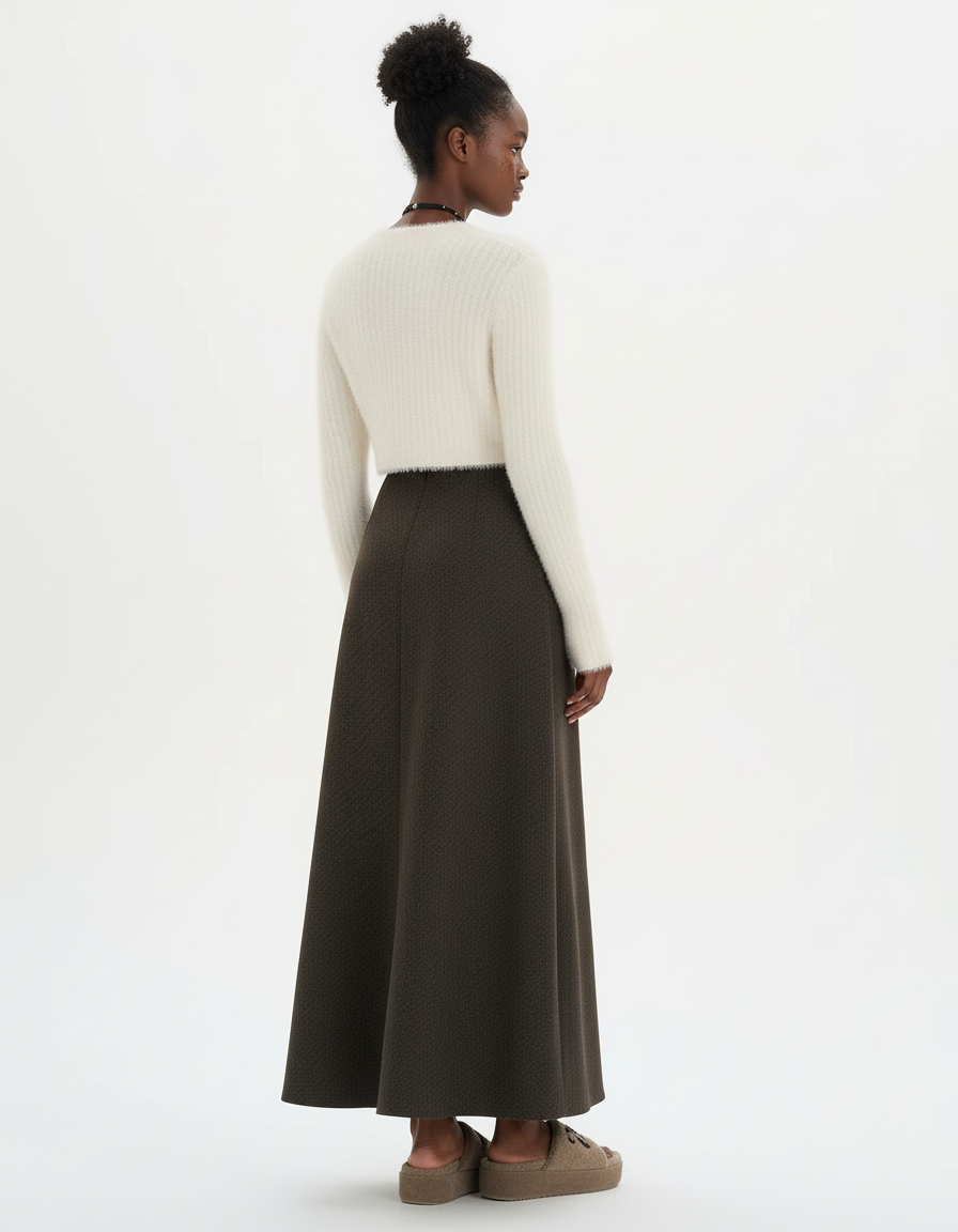 Jupe Longue Vert Foncé Évasée Décontractée