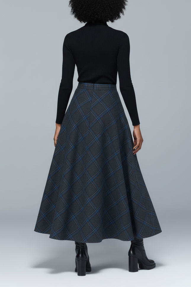 Jupe Longue Plaid Laine Chic