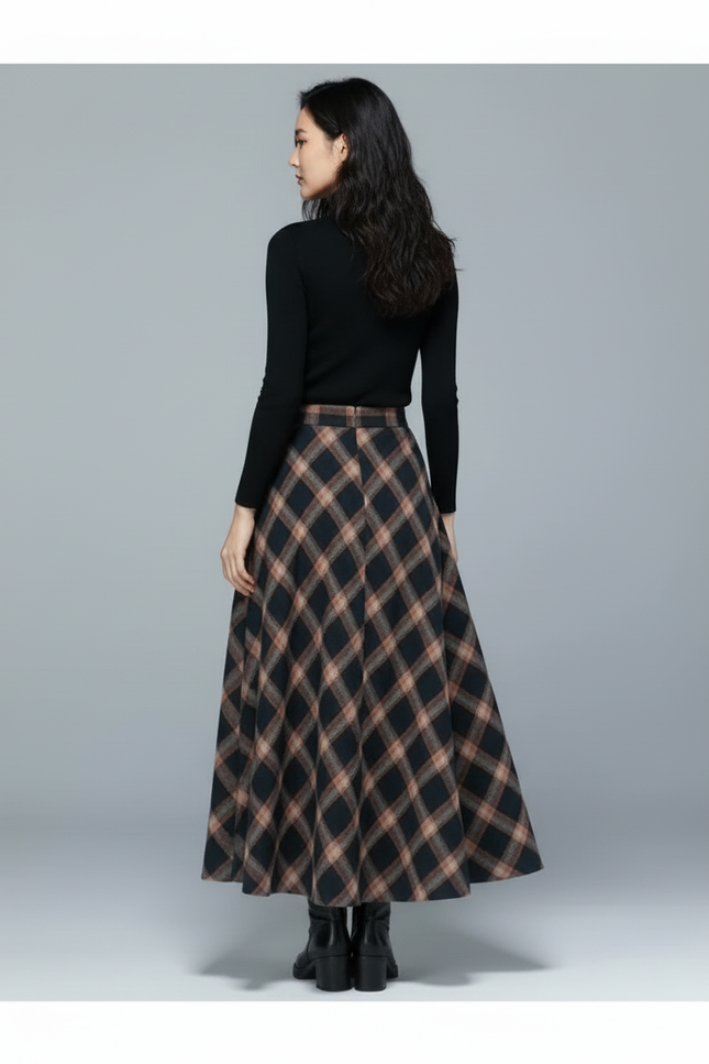 Jupe Longue Laine Écossaise Chic