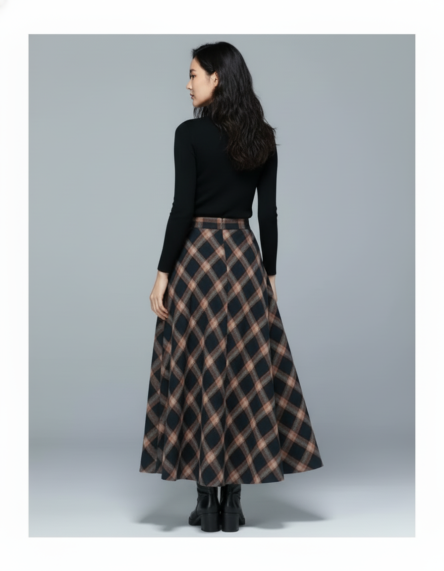 Jupe Longue Laine Écossaise Chic