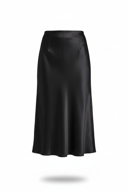 Jupe Longue Noir Satin