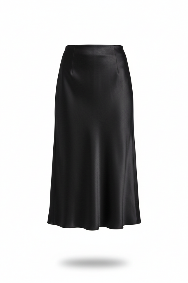 Jupe Longue Noir Satin