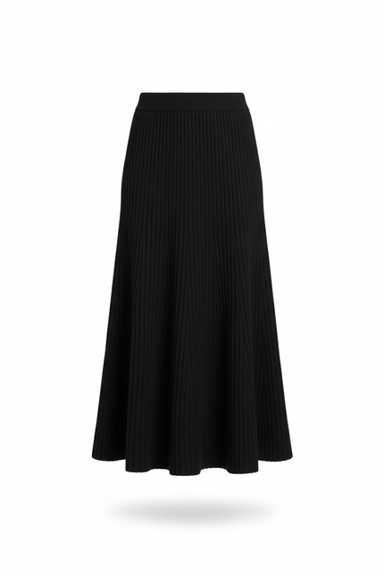 Jupe Longue Noire Plissée Élégante Tendance