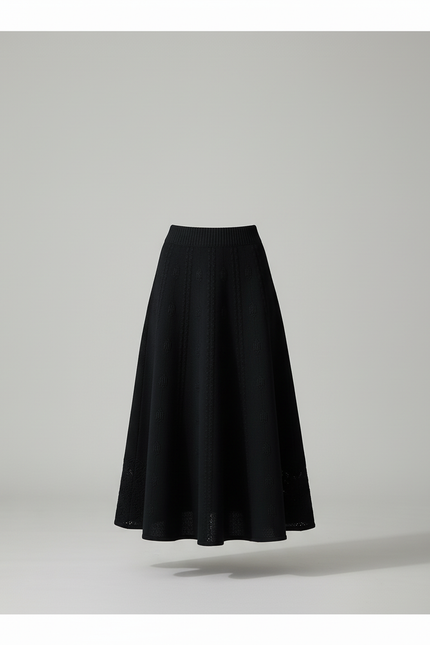 Jupe Longue Noire Jacquard Élégante