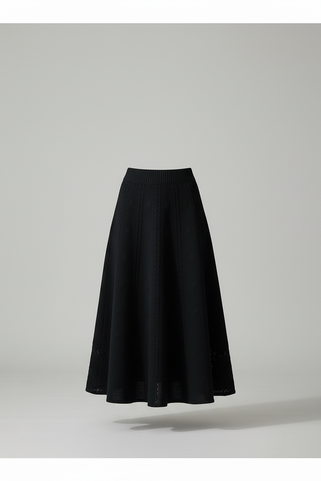 Jupe Longue Noire Jacquard Élégante