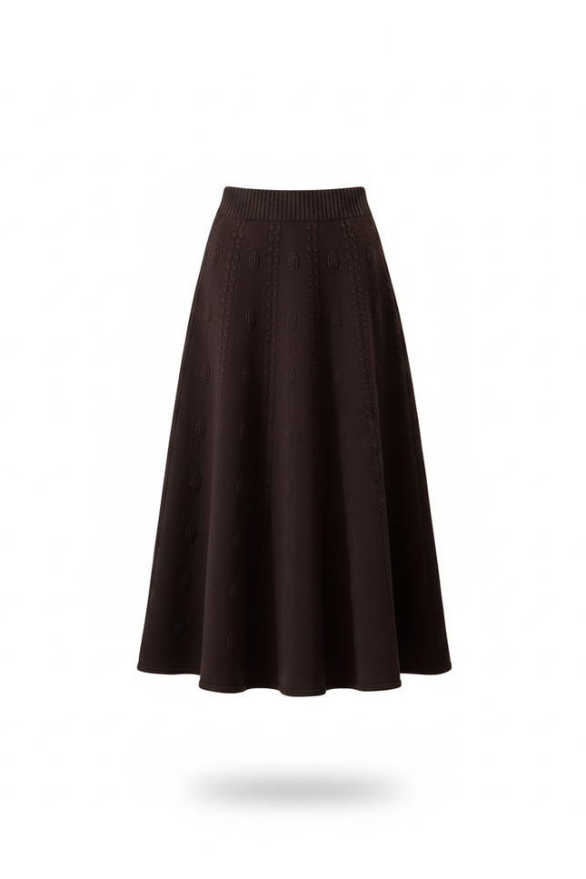 Jupe Longue Marron Jacquard Élégante