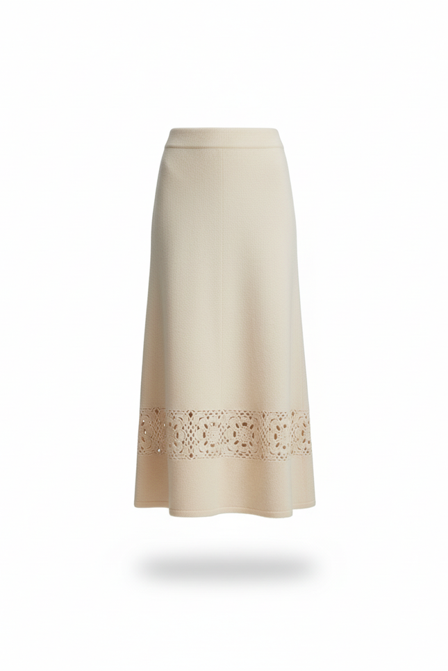 Jupe Longue Crème Ajourée Élégante
