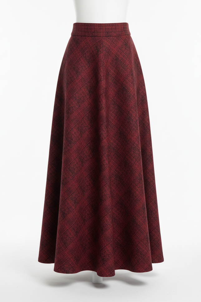 Jupe Longue Évasée Rouge Élégante