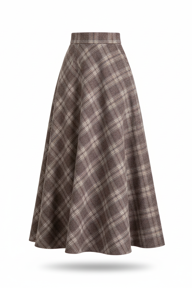 Jupe Longue À Carreaux Laine Élégante
