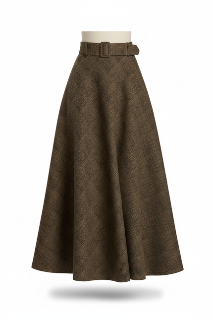 Jupe Longue Évasée Carreaux Élégante